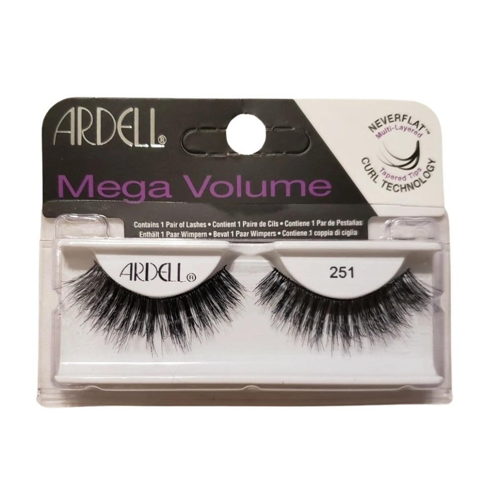 Ardell 251 Mega Volume Black False Lashes NeverFlat Dramatic Curl Beauty Sale